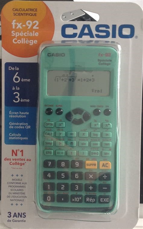Calculatrice Scientifique Casio FX-92 Spéciale Collège au meilleur prix en  Tunisie